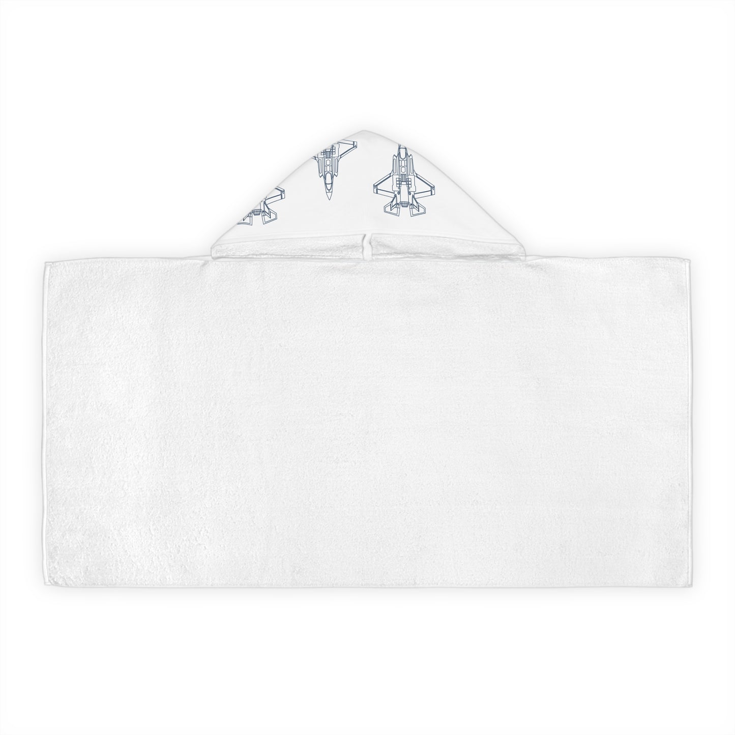 Fighter Jet Blueprint Youth Hooded Towel