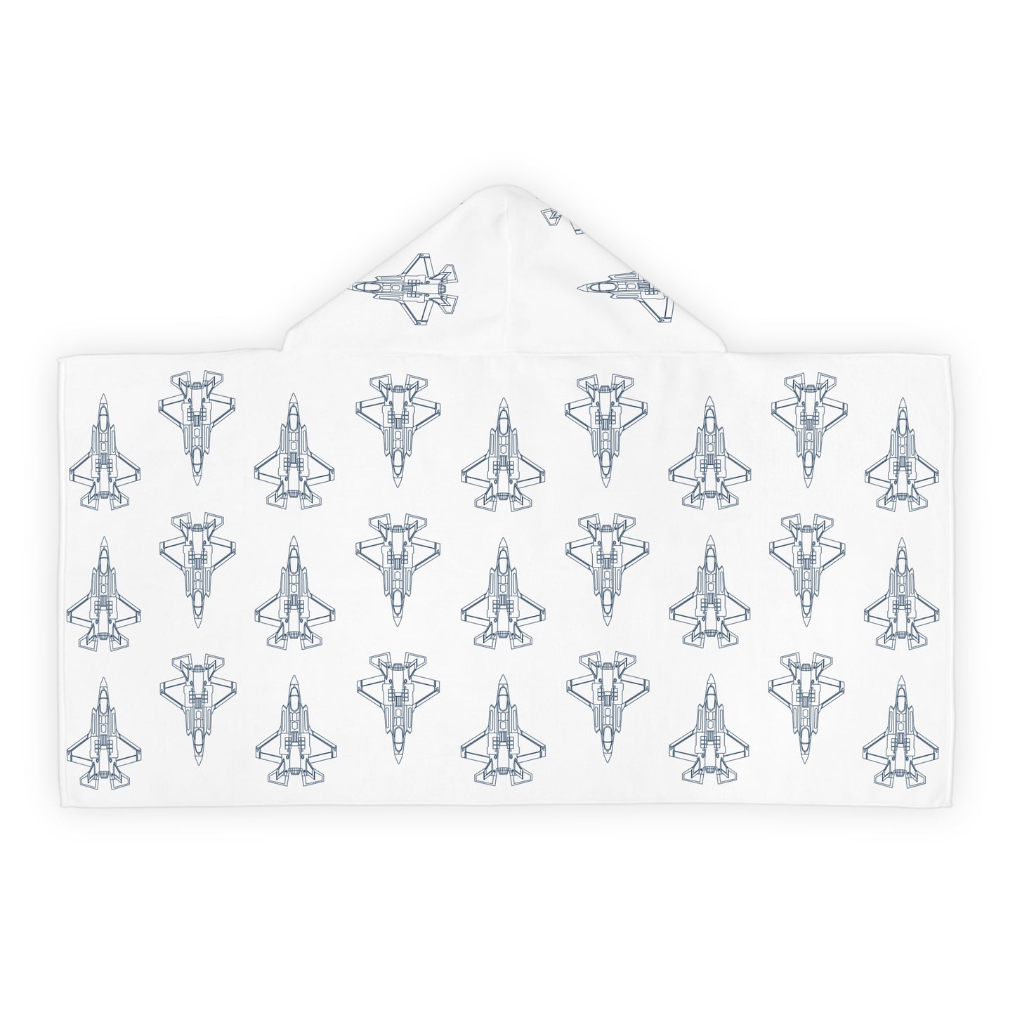 Fighter Jet Blueprint Youth Hooded Towel