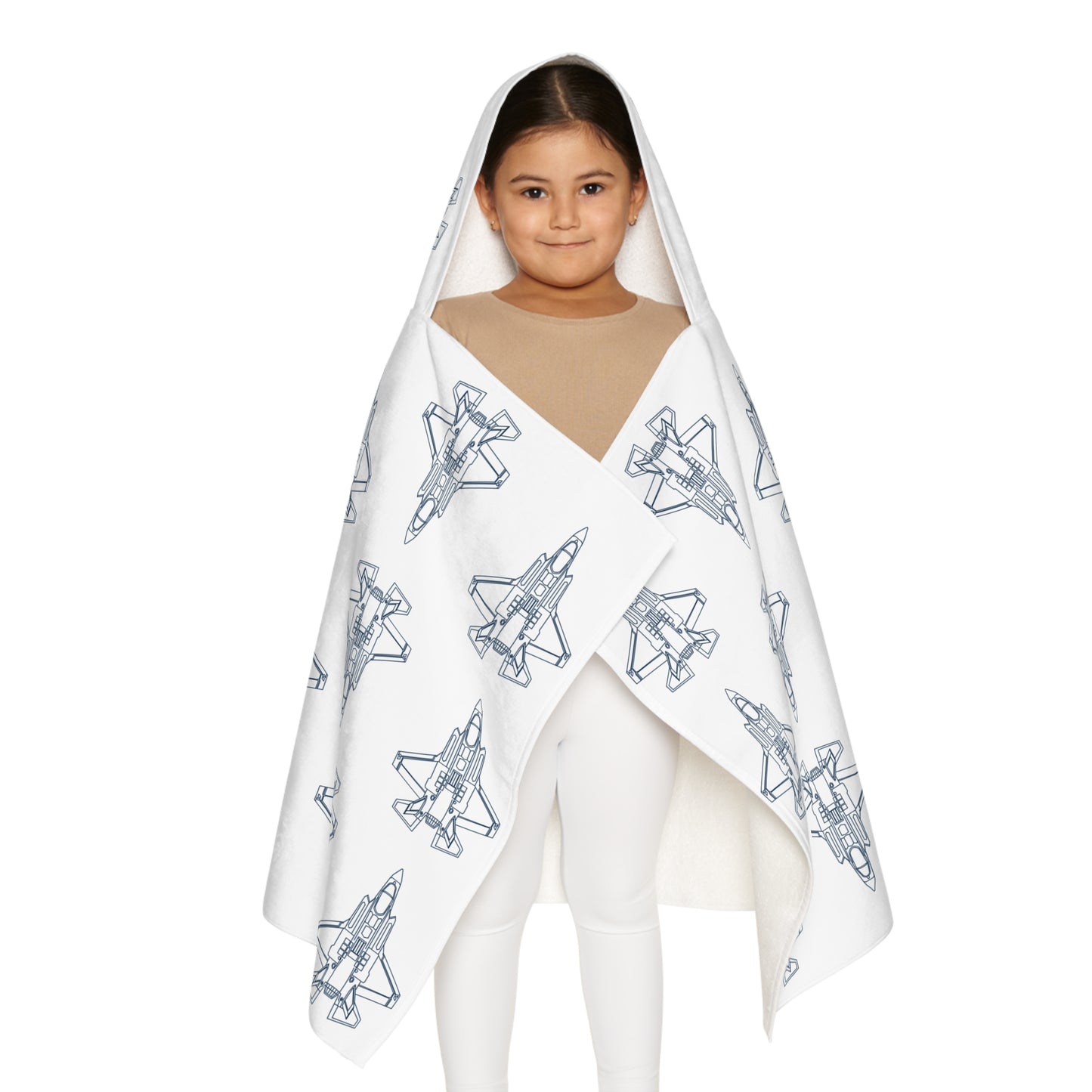 Fighter Jet Blueprint Youth Hooded Towel