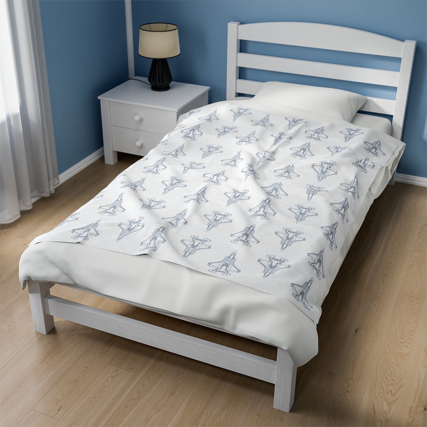 F-15E Fighter Jet Blueprint Plush Blanket