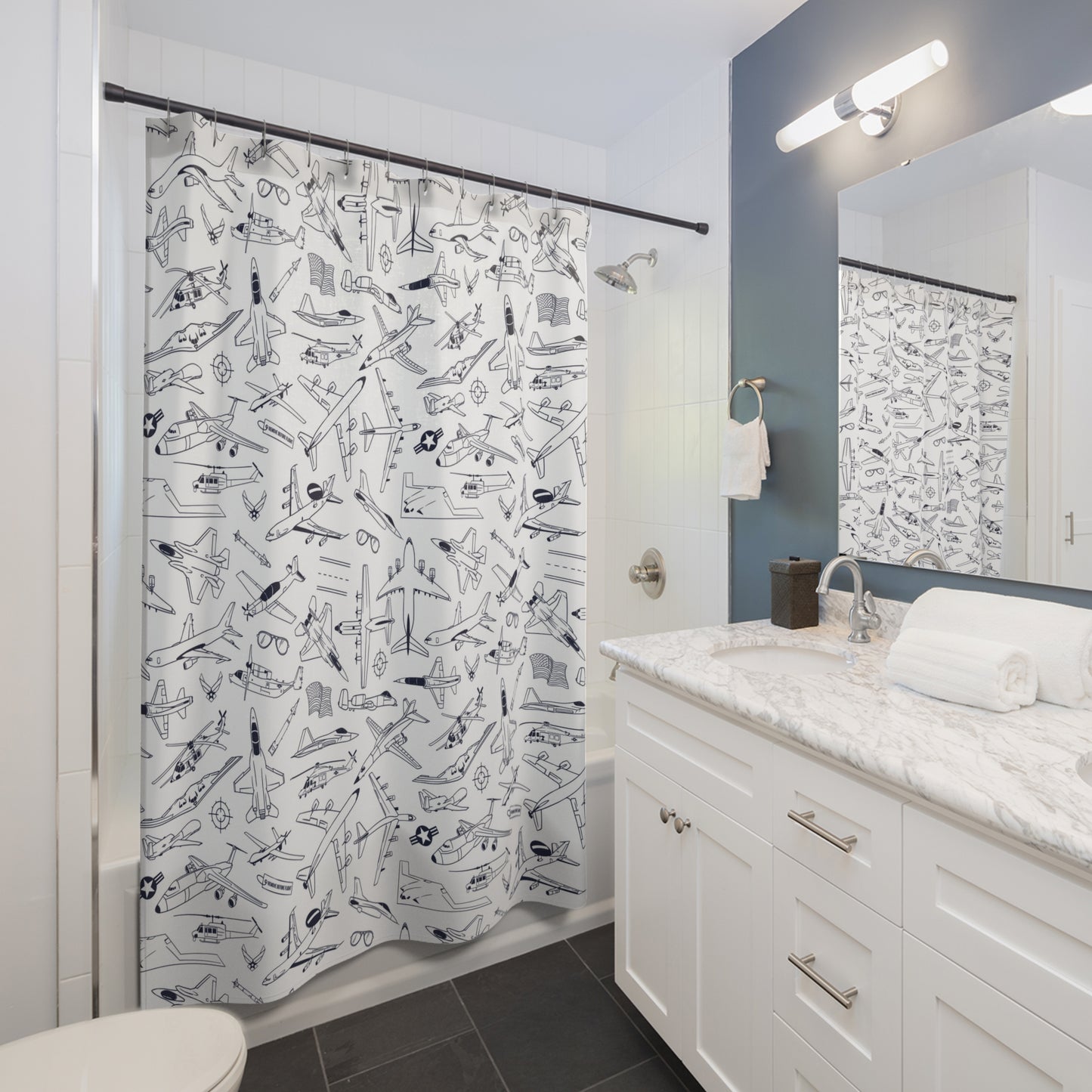 USAF Zoom + Boom Shower Curtain