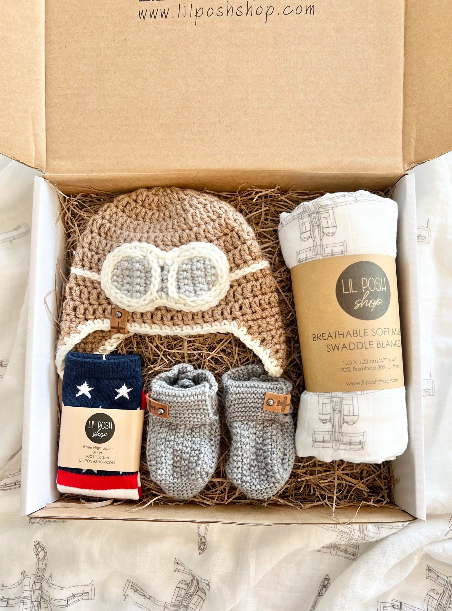 A-10 Warthog Fighter Jet Baby Gift Box Set- in TAUPE GREY