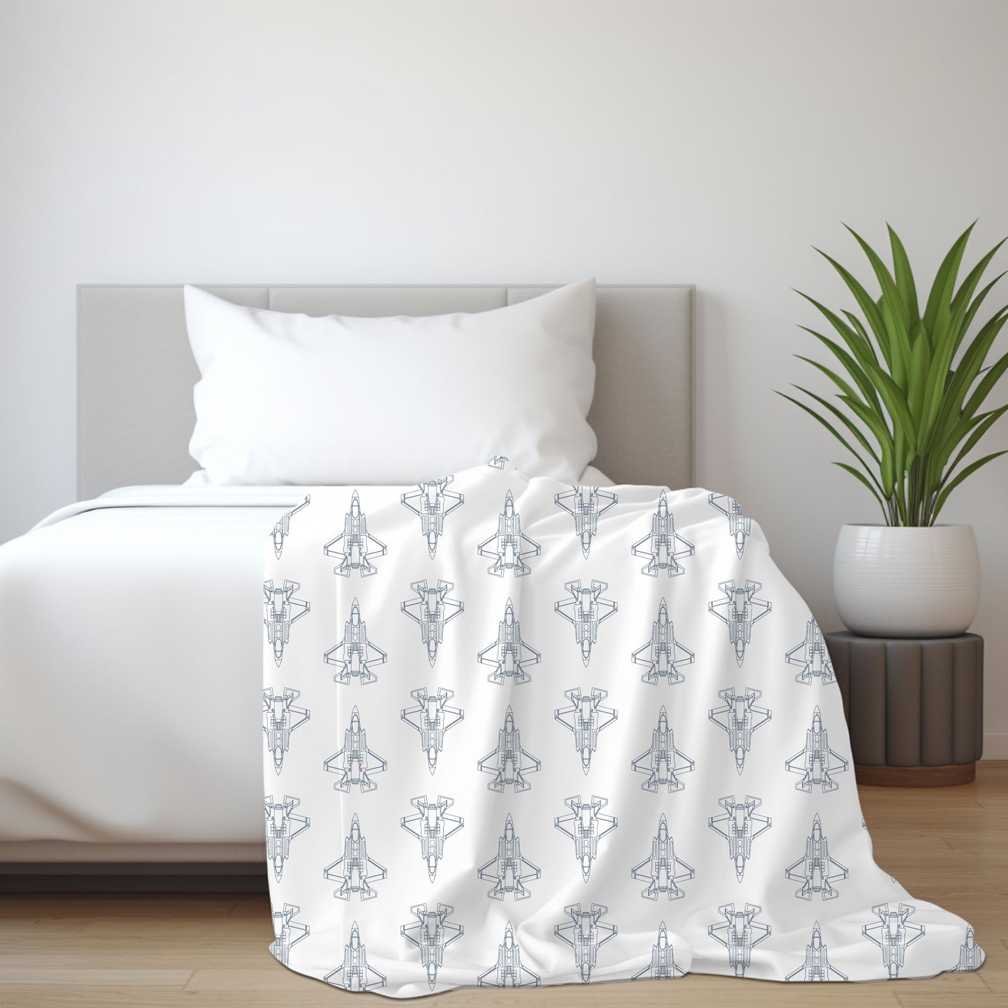 F-35B_Fighter_Jet-plush_blanket_on_bed