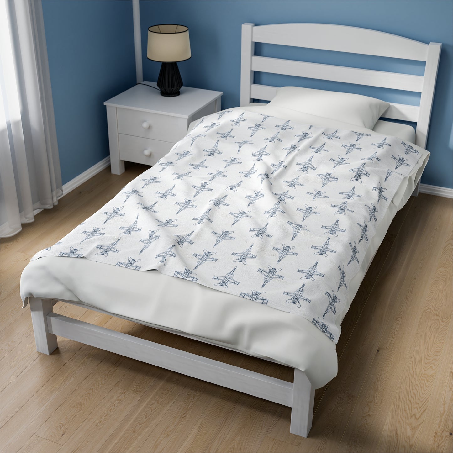 F/A-18E Fighter Jet Blueprint Plush Blanket