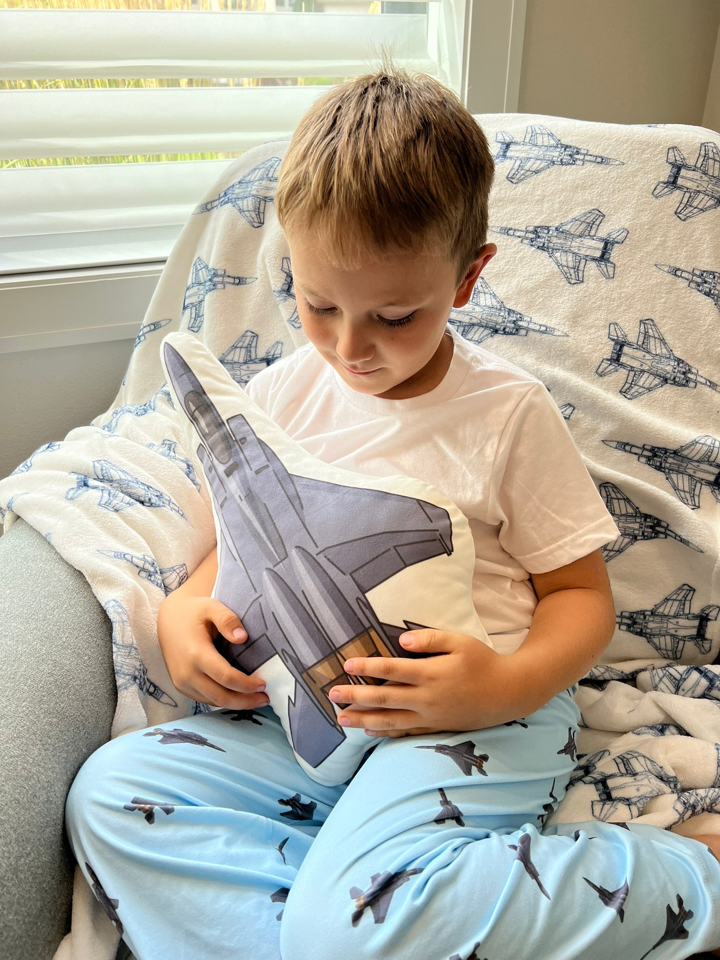 F-15 Fighter Jet Pillow, blanket and pj set