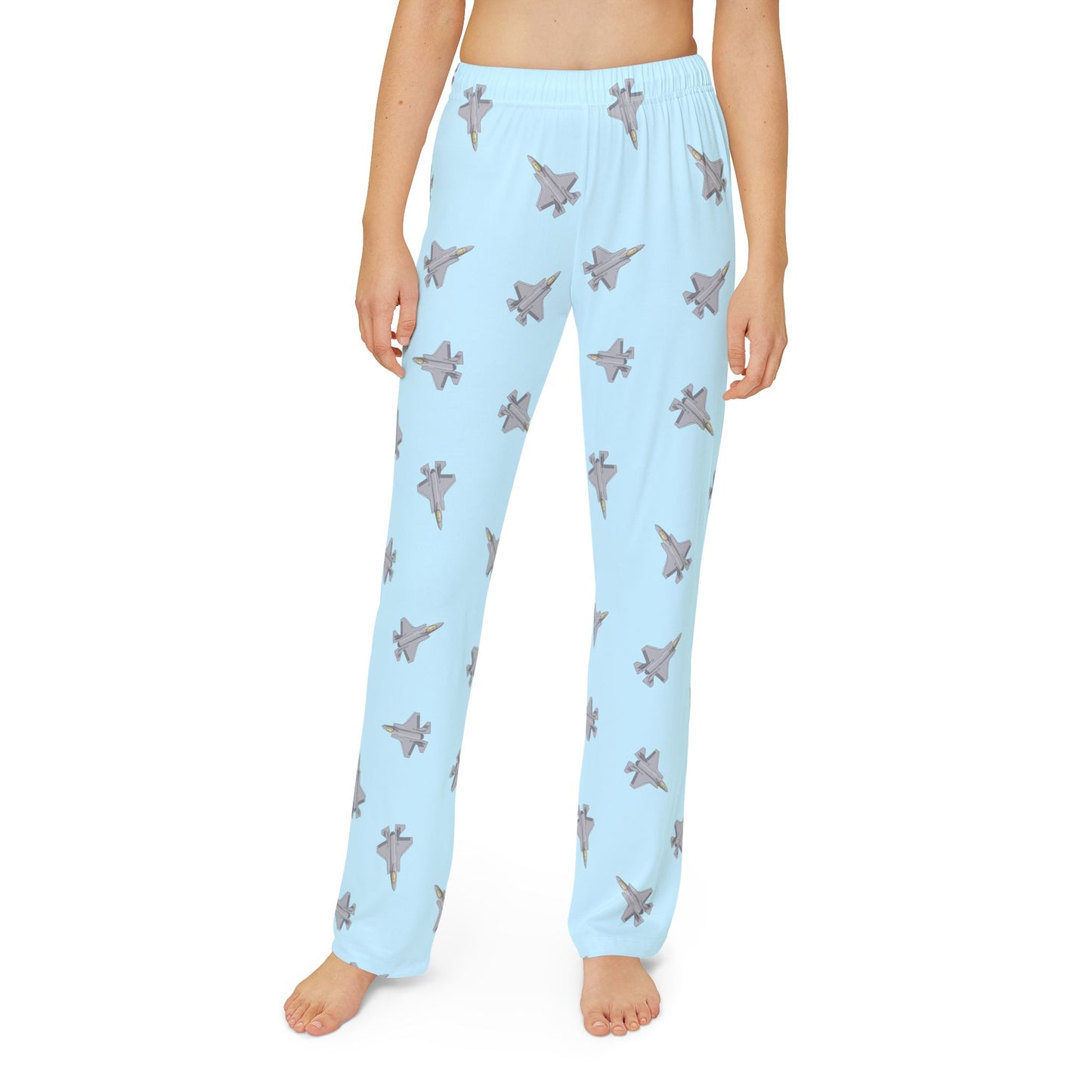 F35 Fighter Jet Pajama Pants_cyan