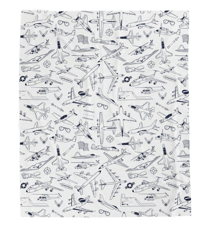 USAF Zoom + Boom Plush Blanket (60" X 80" Twin size)