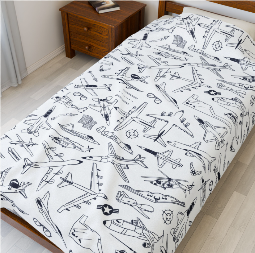 USAF Zoom + Boom Plush Blanket (60" X 80" Twin size)