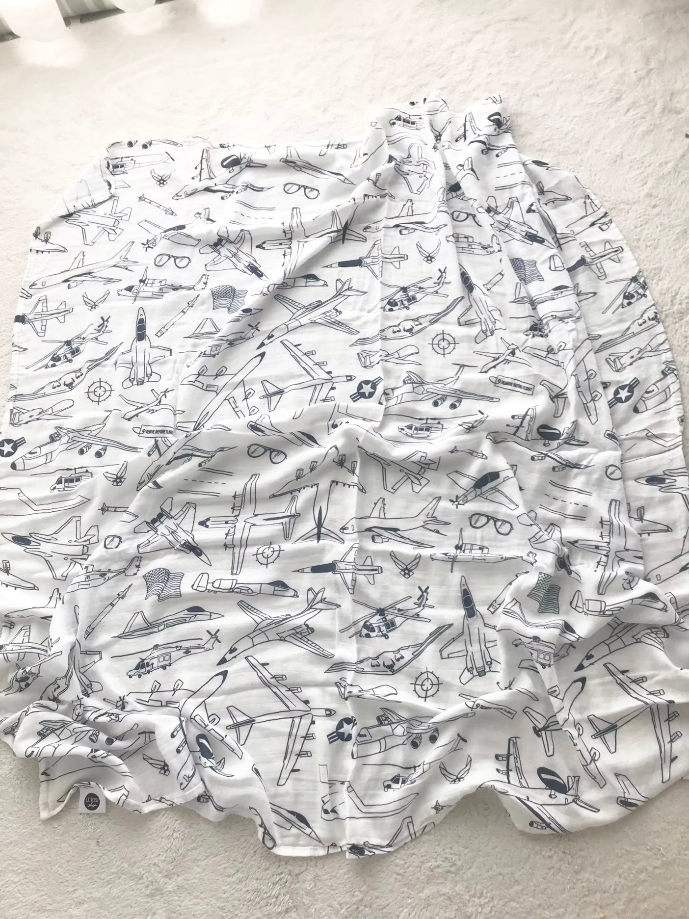 PRE-ORDER: USAF Zoom + Boom Bamboo/Cotton Muslin Swaddle Blanket