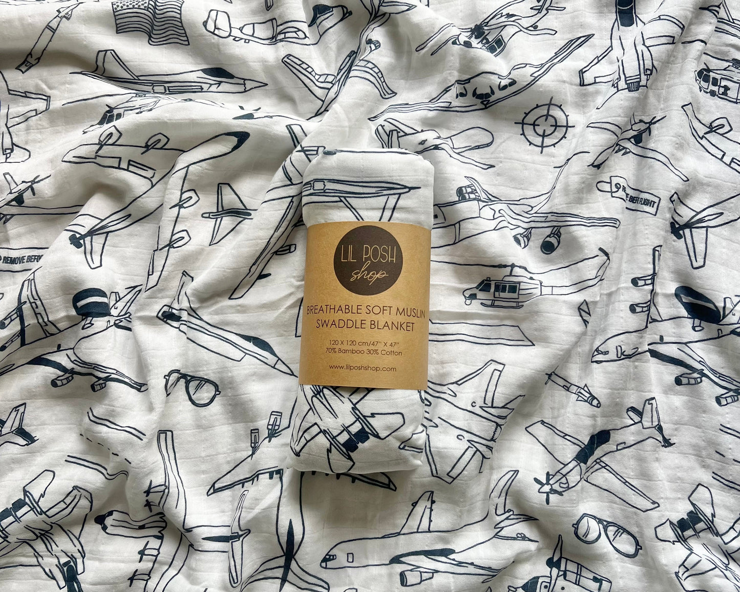 USAF Zoom + Boom Bamboo/Cotton Muslin Swaddle Blanket