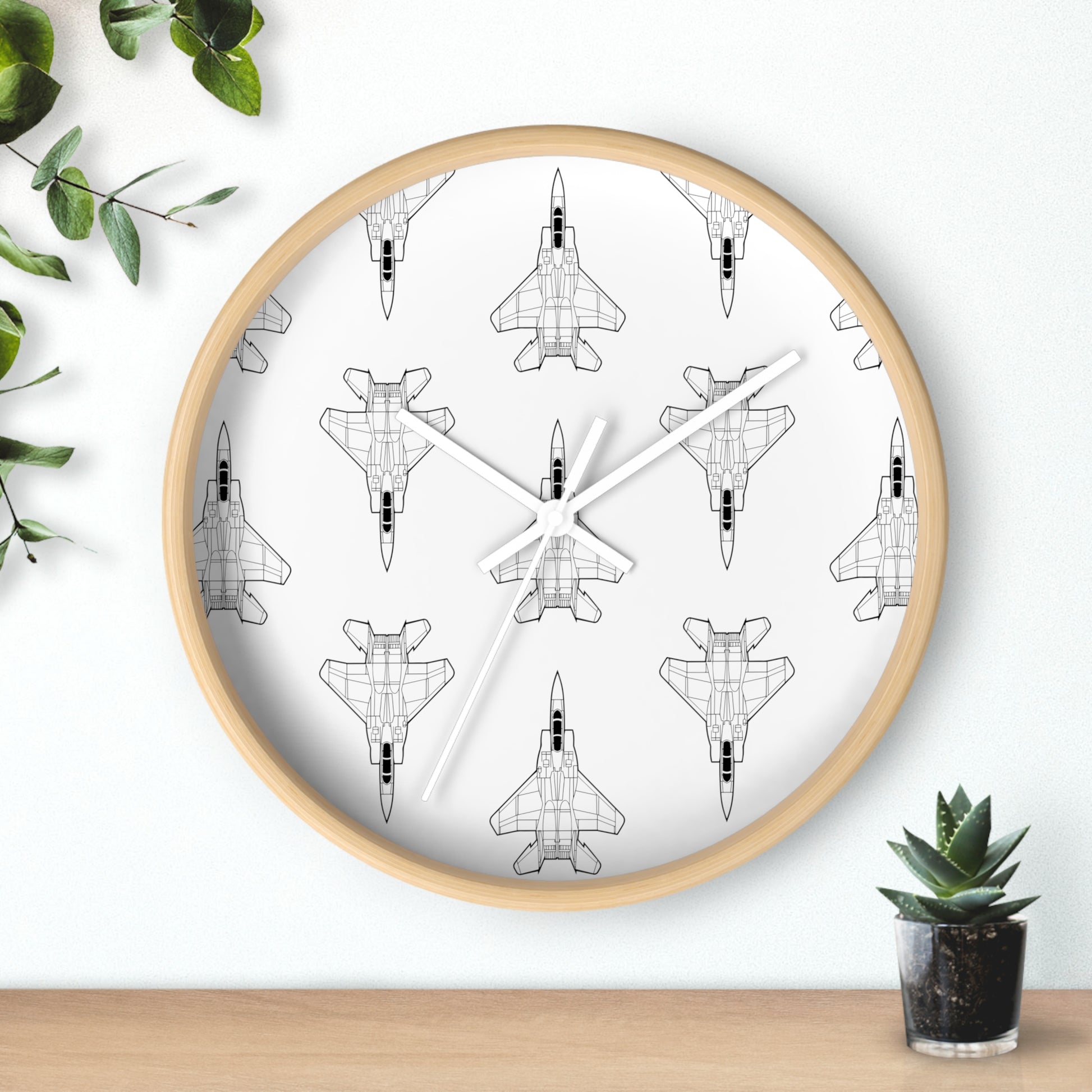 Fighter Jet Blueprint Wall Clock