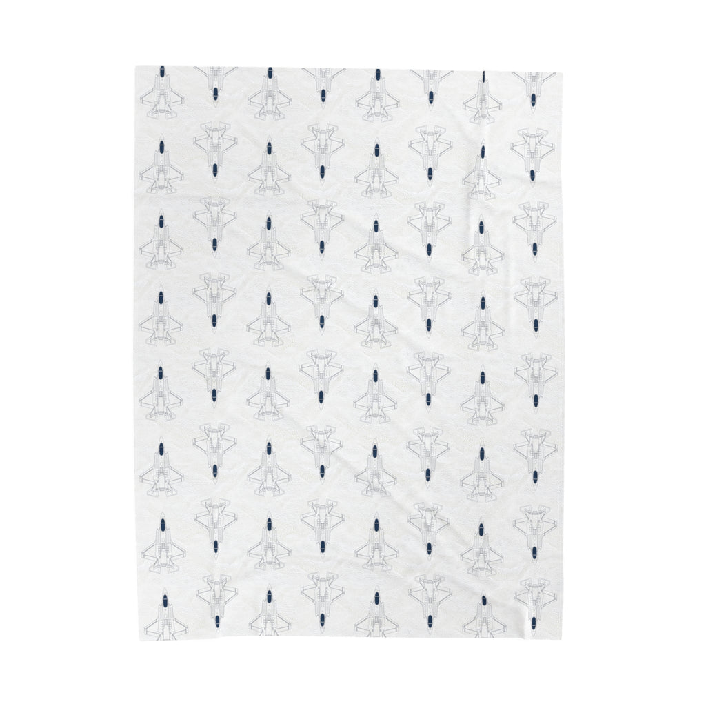 F-35A Fighter Jet Blueprint Plush Blanket