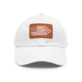 American Flag Hat with Leather Patch white/light brown patch