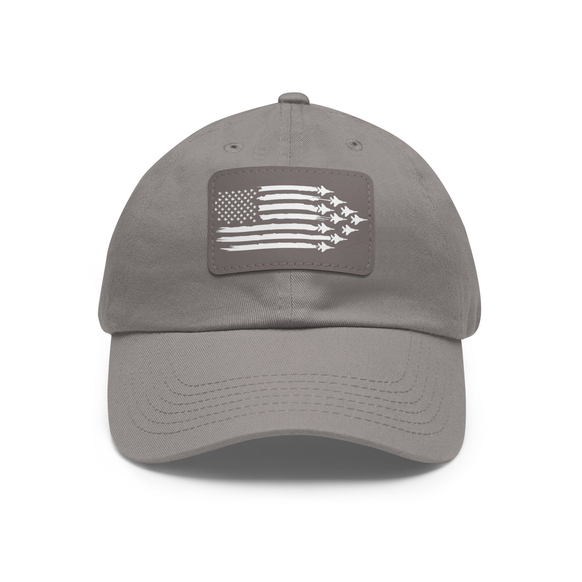 American Flag Hat with Leather Patch grey/grey patch