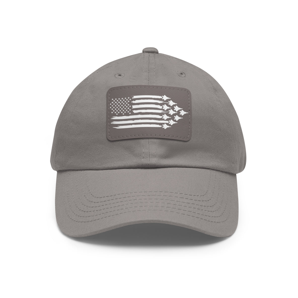 American Flag Hat with Leather Patch grey/grey patch