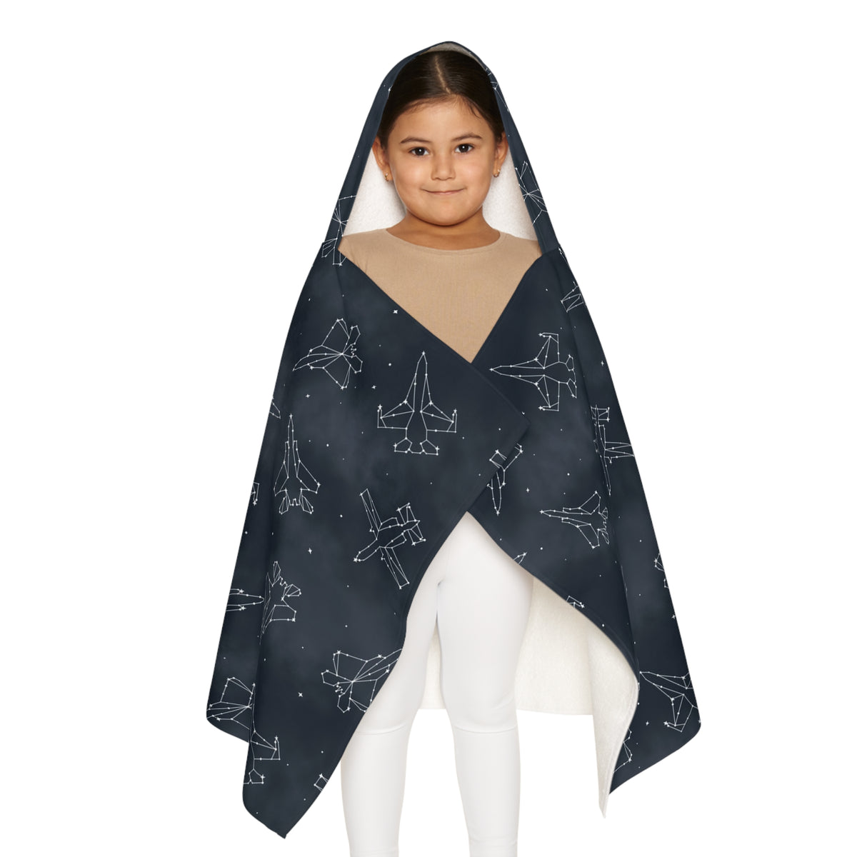 Starry Jet Night -Fighter Jets in the Sky-Youth Hooded Towel