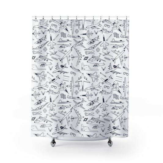 USAF Zoom + Boom Shower Curtain