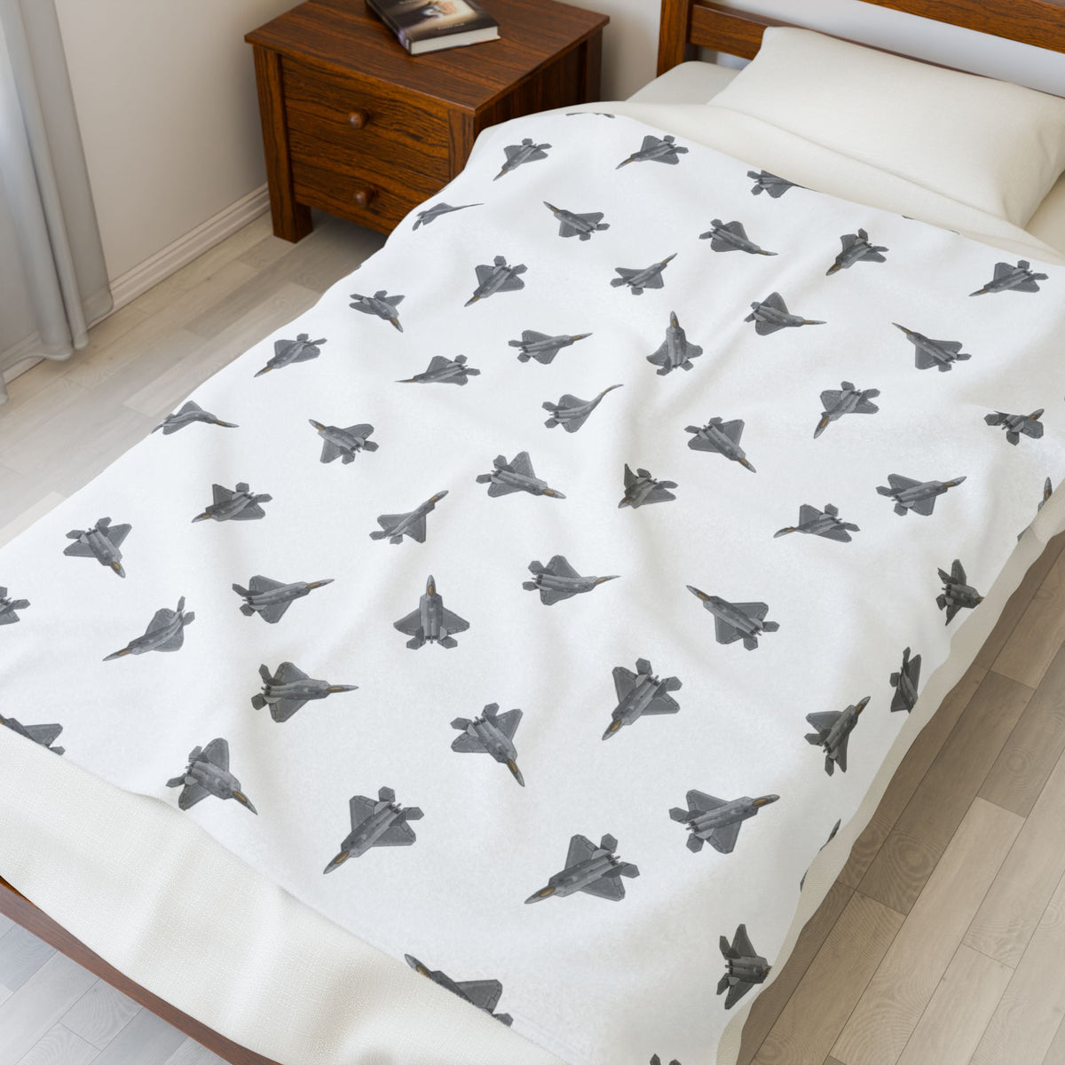 F-22 Raptor Lil Pilot Pastels Collection Plush Blanket (50" X 60" Couch Throw)