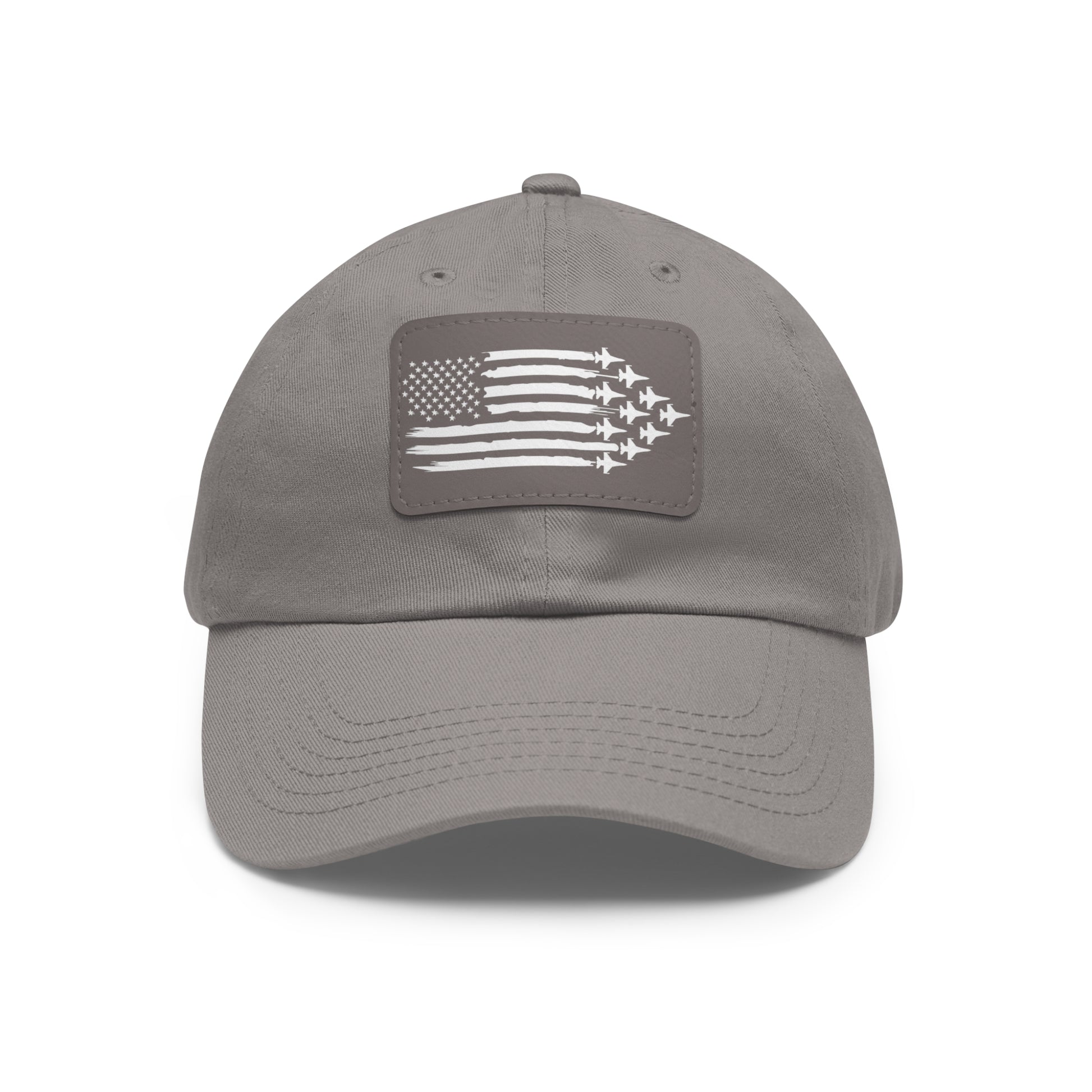 American Flag Hat with Leather Patch grey/grey patch