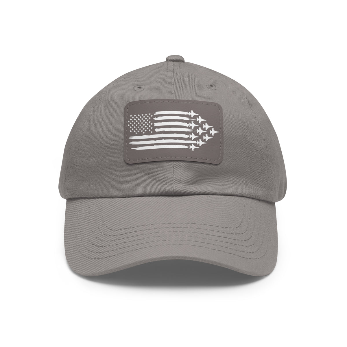 American Flag Hat with Leather Patch grey/grey patch