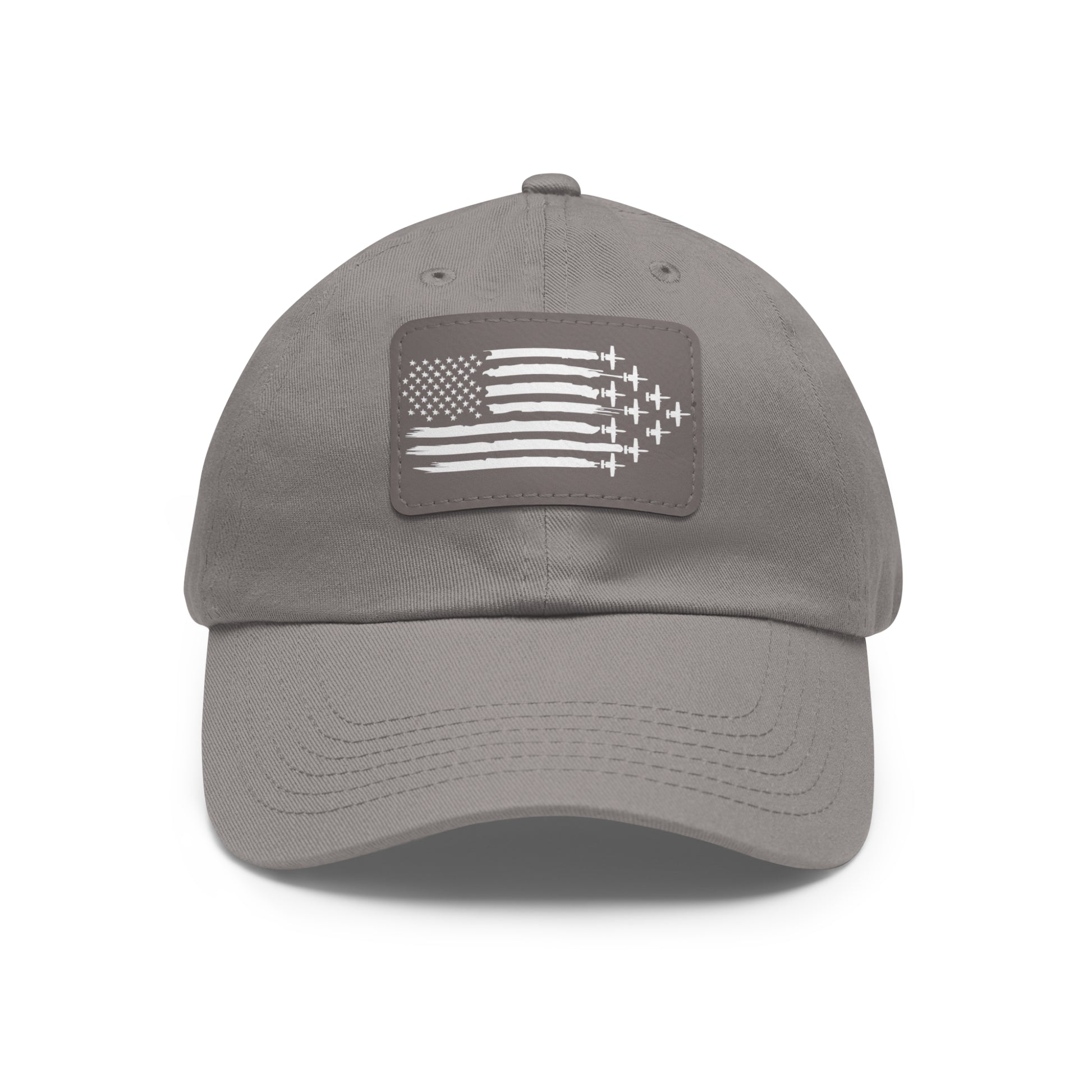American Flag Hat with Leather Patch grey/grey patch