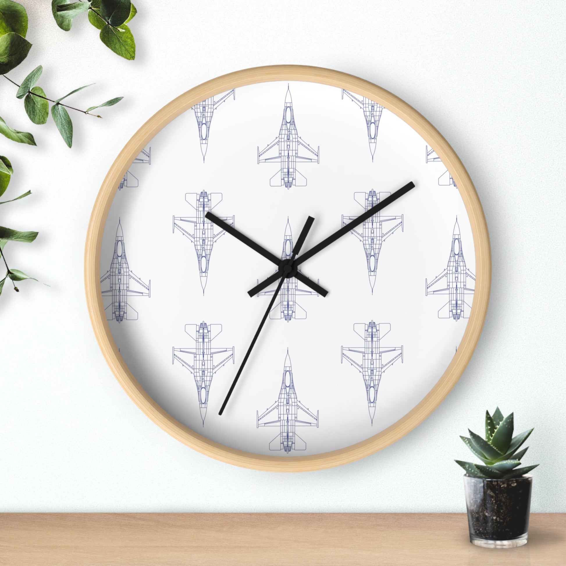 F-16 Fighter Jet Blueprint Wall Clock
