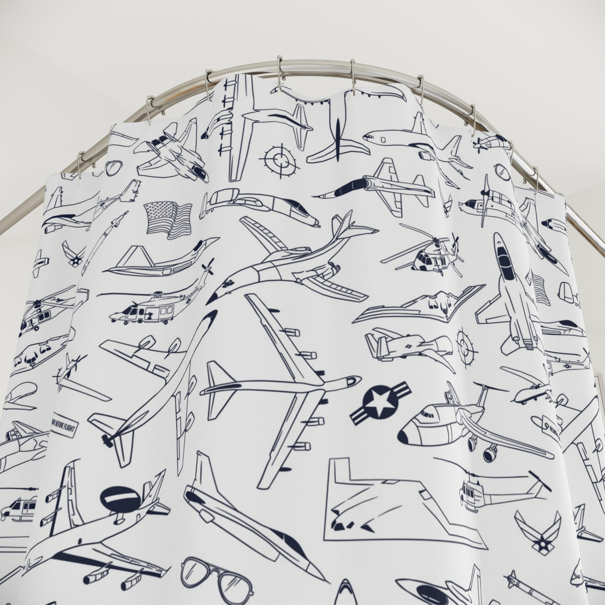USAF Zoom + Boom Shower Curtain