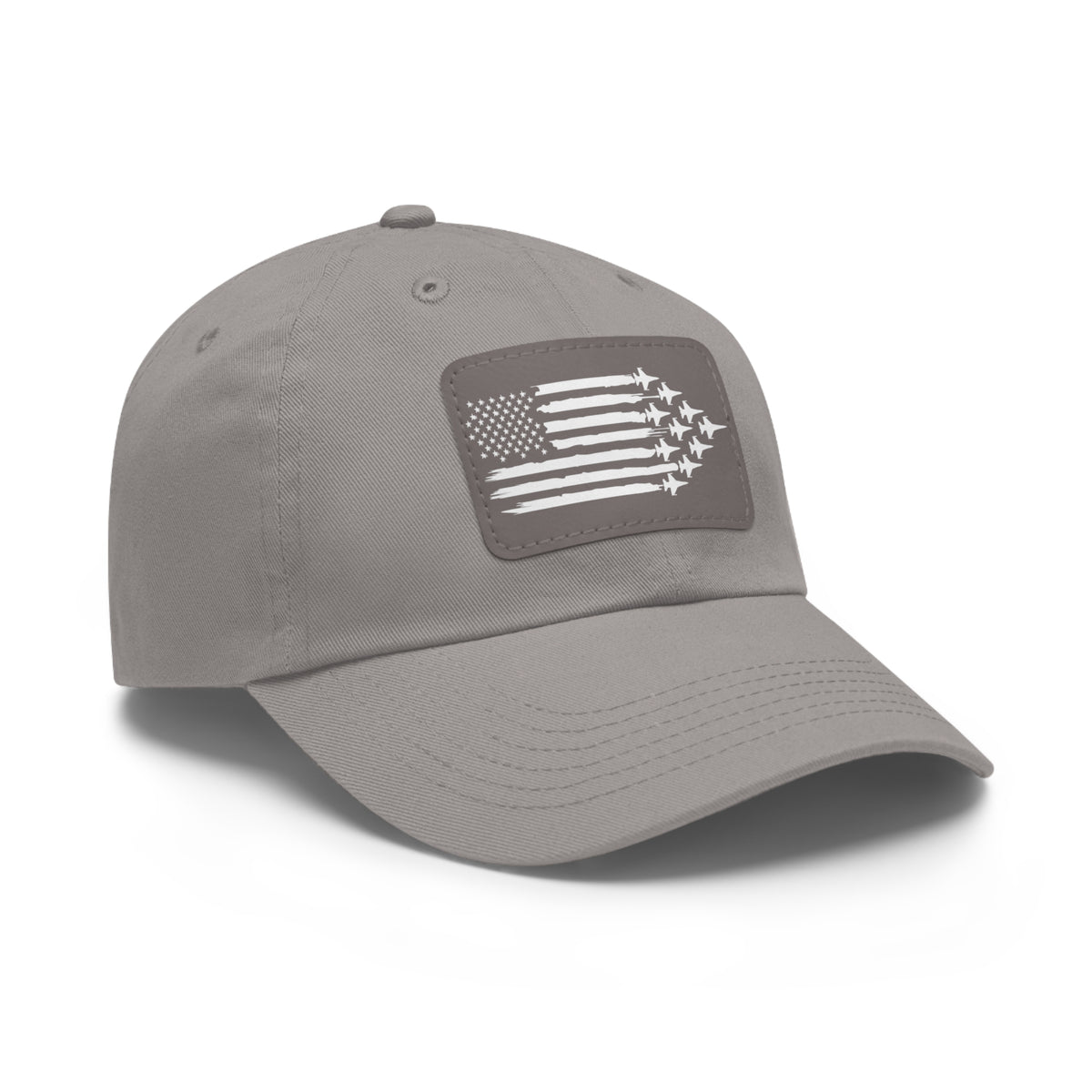 American Flag Hat with Leather Patch grey/grey patch