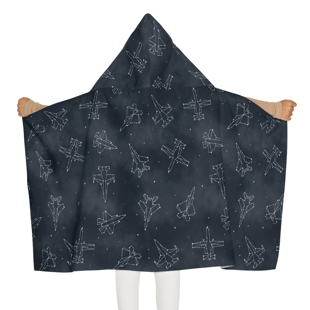Starry Jet Night -Fighter Jets in the Sky-Youth Hooded Towel