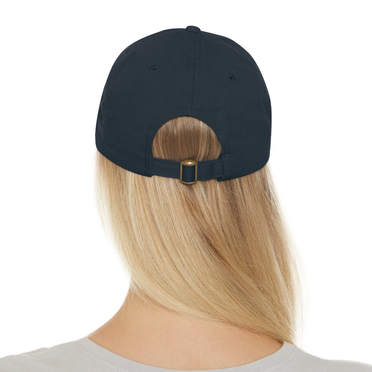 American Flag Hat with Leather Patch navy/light brown patch