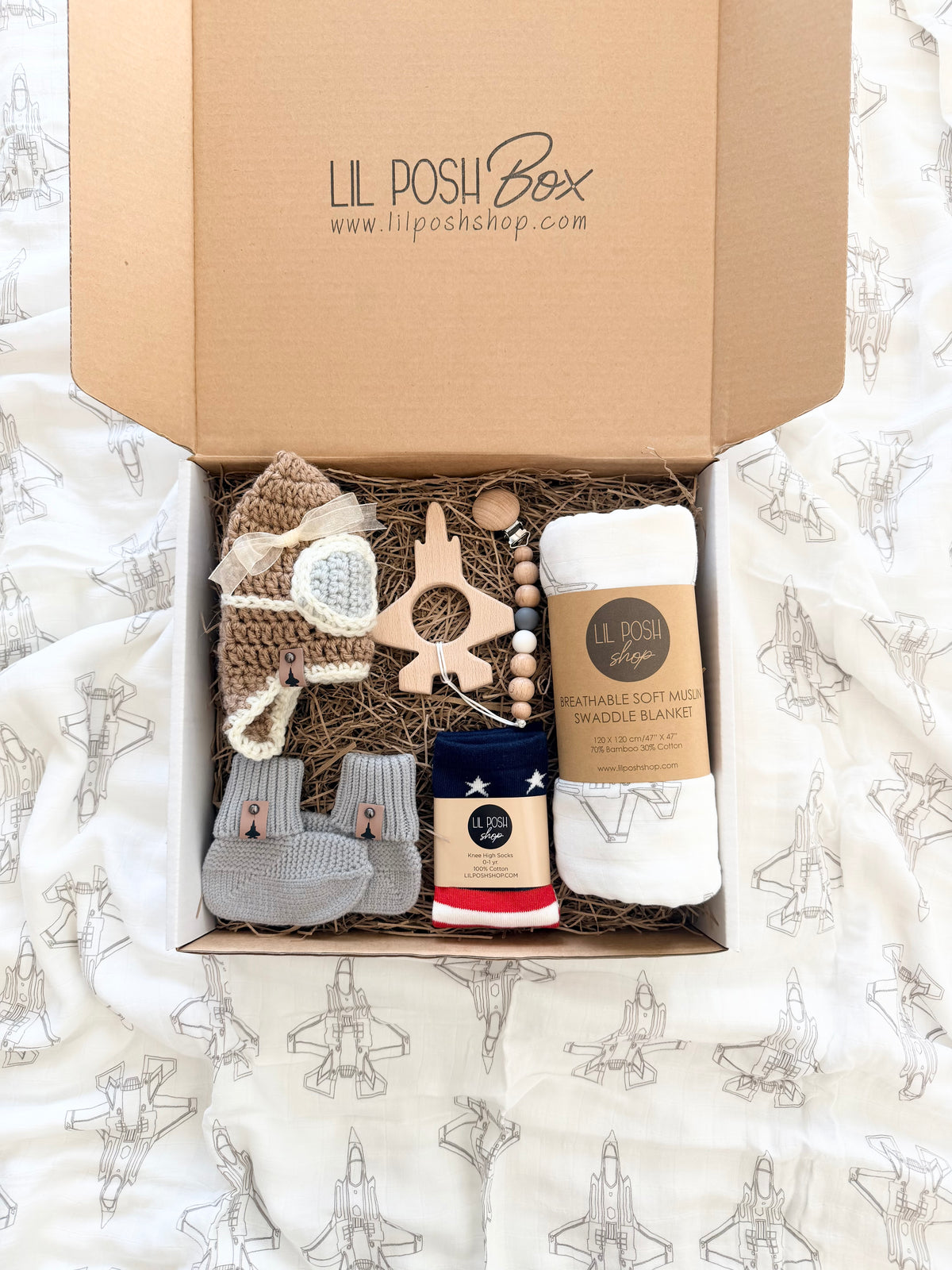 F-35A Fighter Jet Baby Gift Box Set in TAUPE GREY