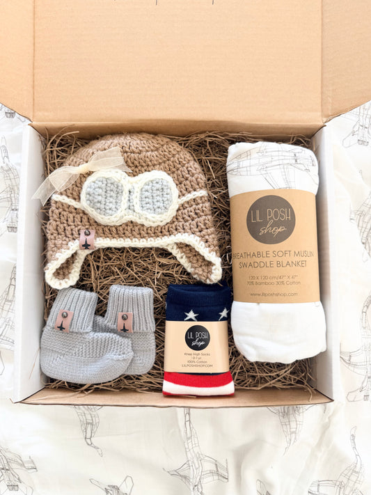 F/A-18E Superhornet Fighter Jet Baby Gift Set Box in TAUPE GREY