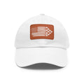 American Flag Hat with Leather Patch white/light brown patch