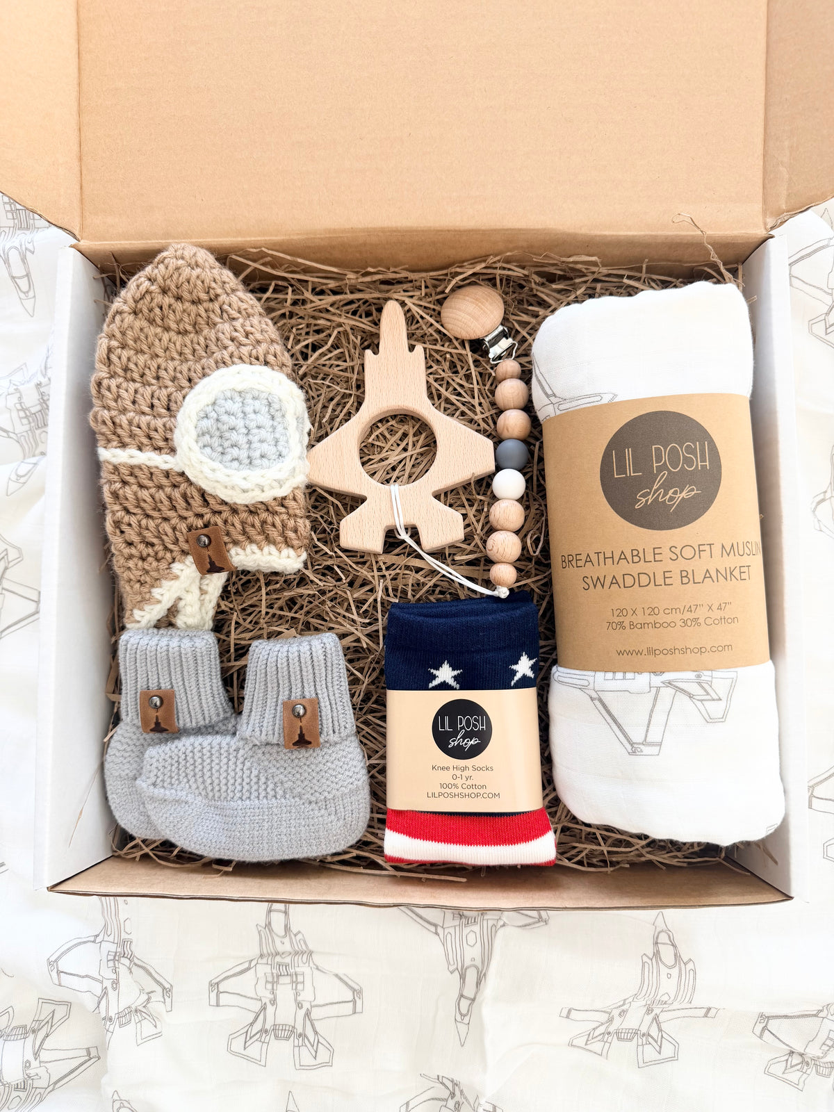F-35A Fighter Jet Baby Gift Box Set in TAUPE GREY