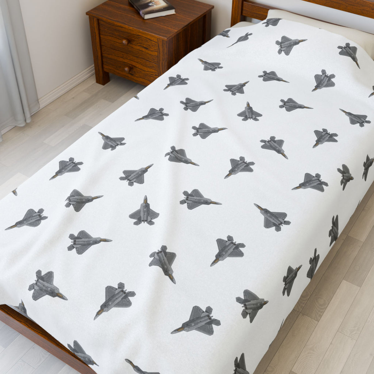 F-22 Raptor Lil Pilot Pastels Collection Plush Blanket (60" X 80" Twin Size)
