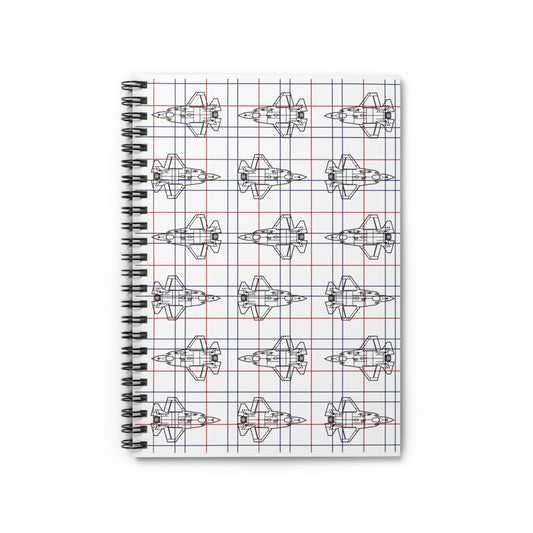 F-35A Eagle Fighter Jet Blueprint Patterned Notebook