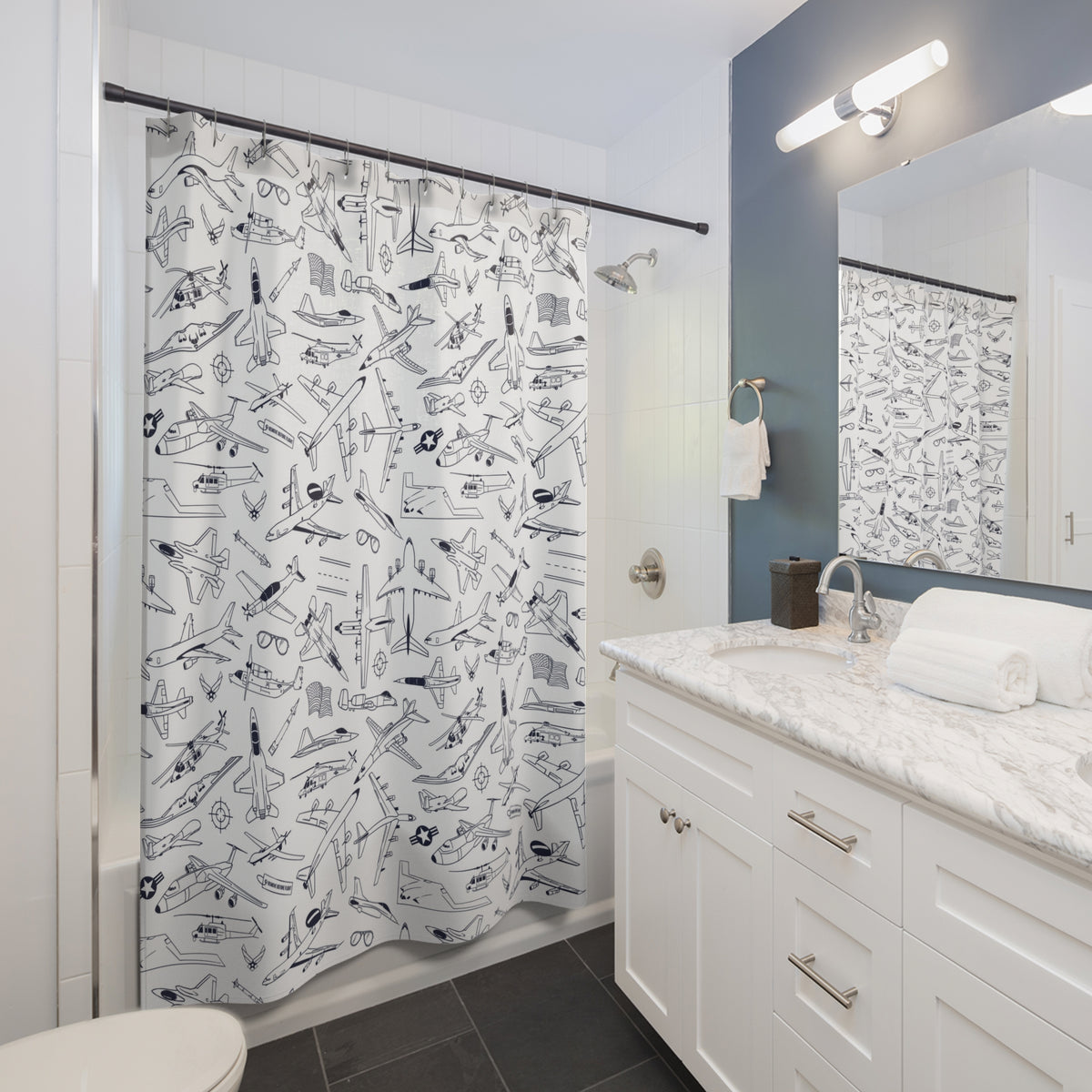 USAF Zoom + Boom Shower Curtain