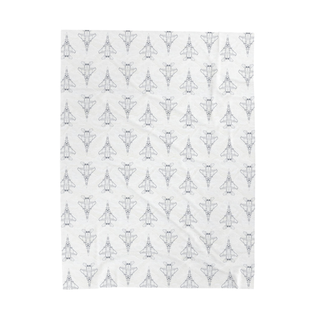 F-15E Fighter Jet Blueprint Plush Blanket