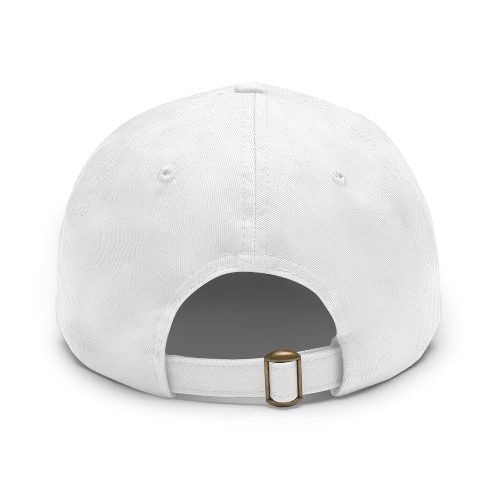 American Flag Hat with Leather Patch white/light brown patch
