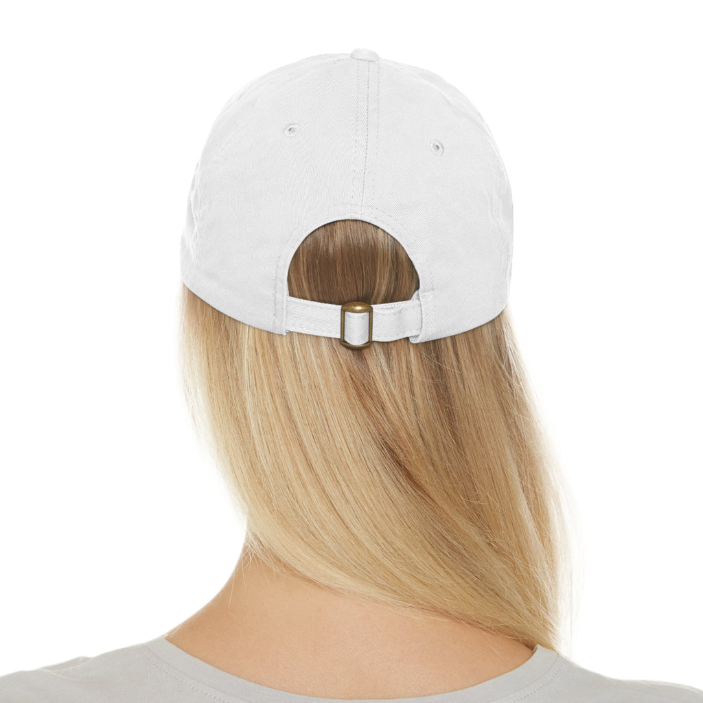 American Flag Hat with Leather Patch white/light brown patch