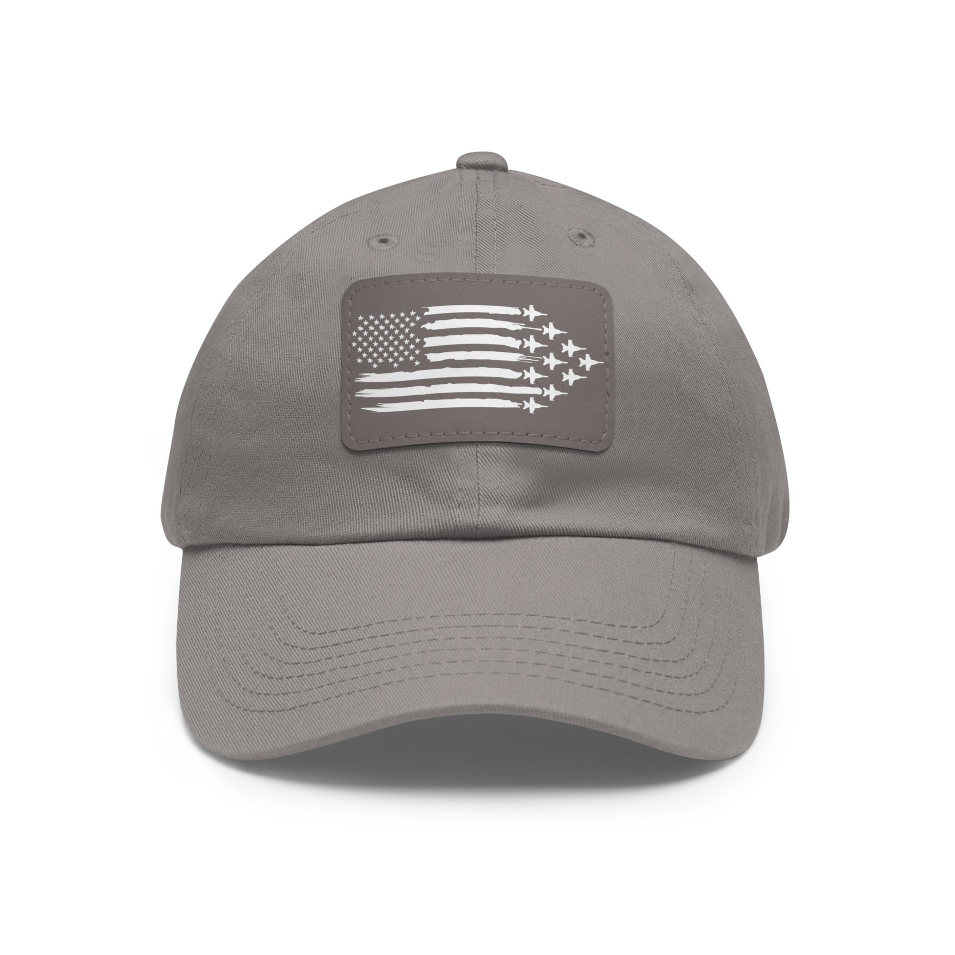 American Flag Hat with Leather Patch grey/grey patch