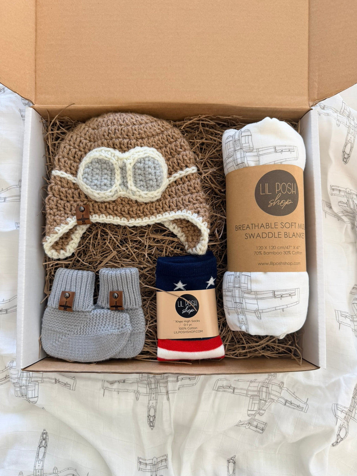A-10 Warthog Fighter Jet Baby Gift Box Set- in TAUPE GREY