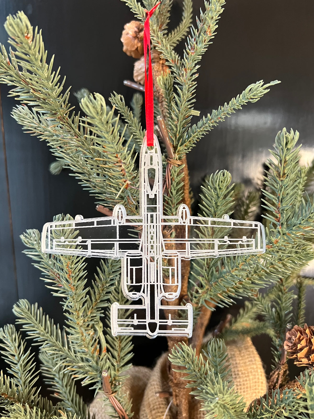 A-10_Warthog_Fighter_Jet_Blueprint_Engraved_Ornament