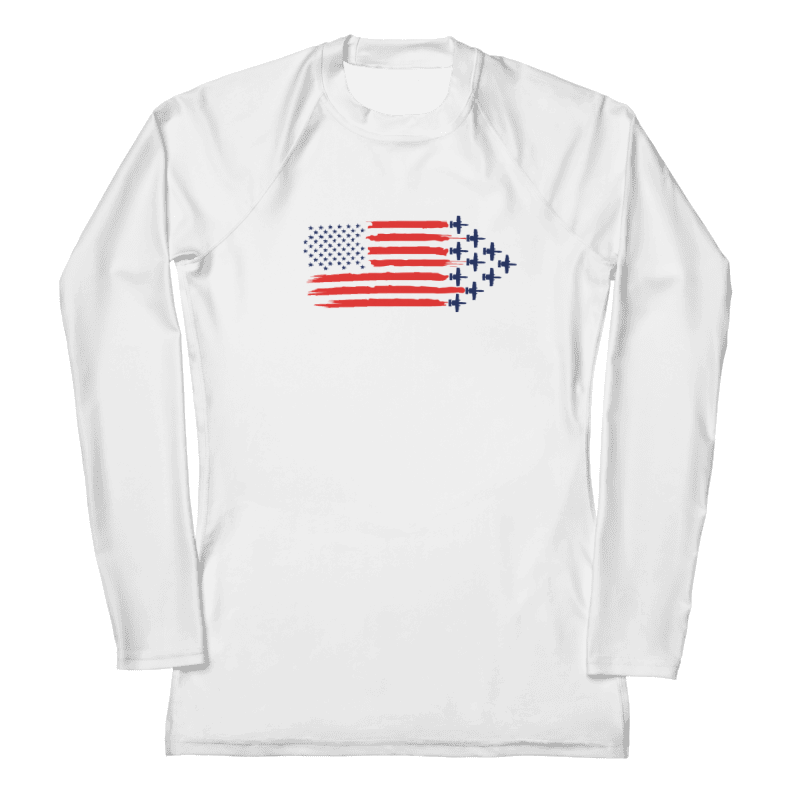 A10_Fighter_Jet_Womens_Rashguard_American_Flag