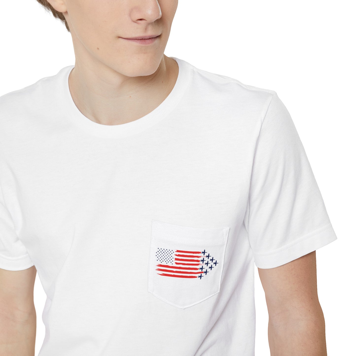 A-10 Fighter Jet American Flag Pocket Tee