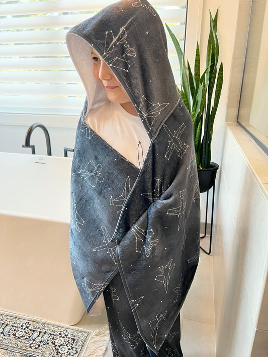 Fighter Jets in the Sky- Starry Jet Nighyt Youth Hooded Towel