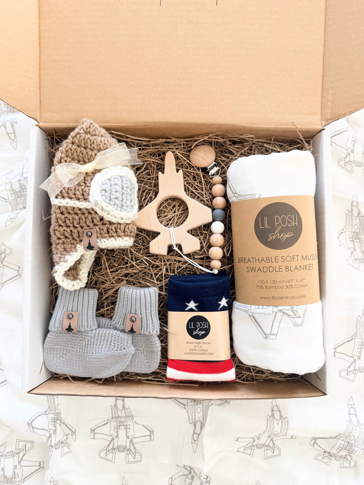 F-35A Fighter Jet Baby Gift Box Set in TAUPE GREY