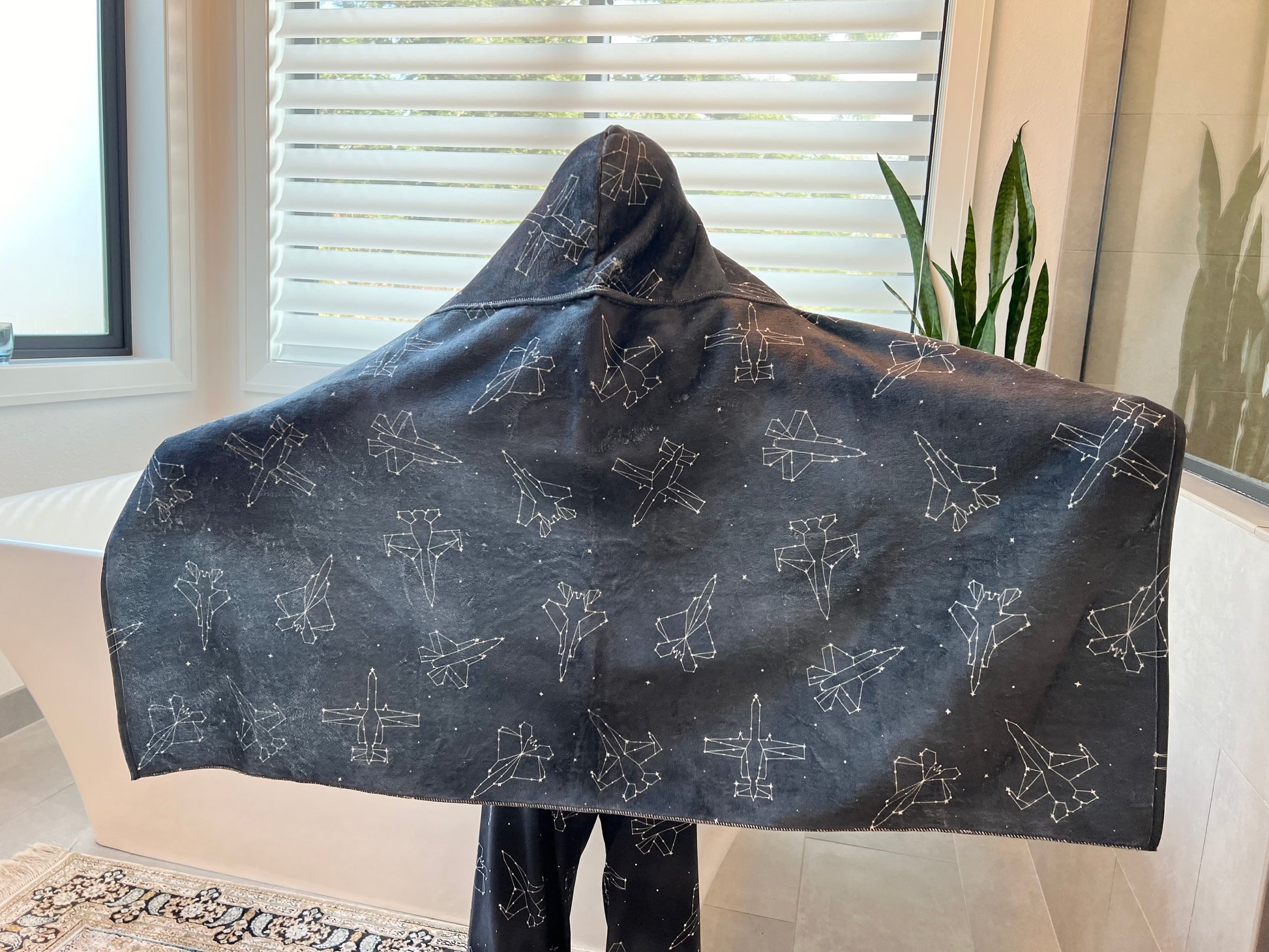 Fighter Jets in the Sky- Starry Jet Nighyt Youth Hooded Towel