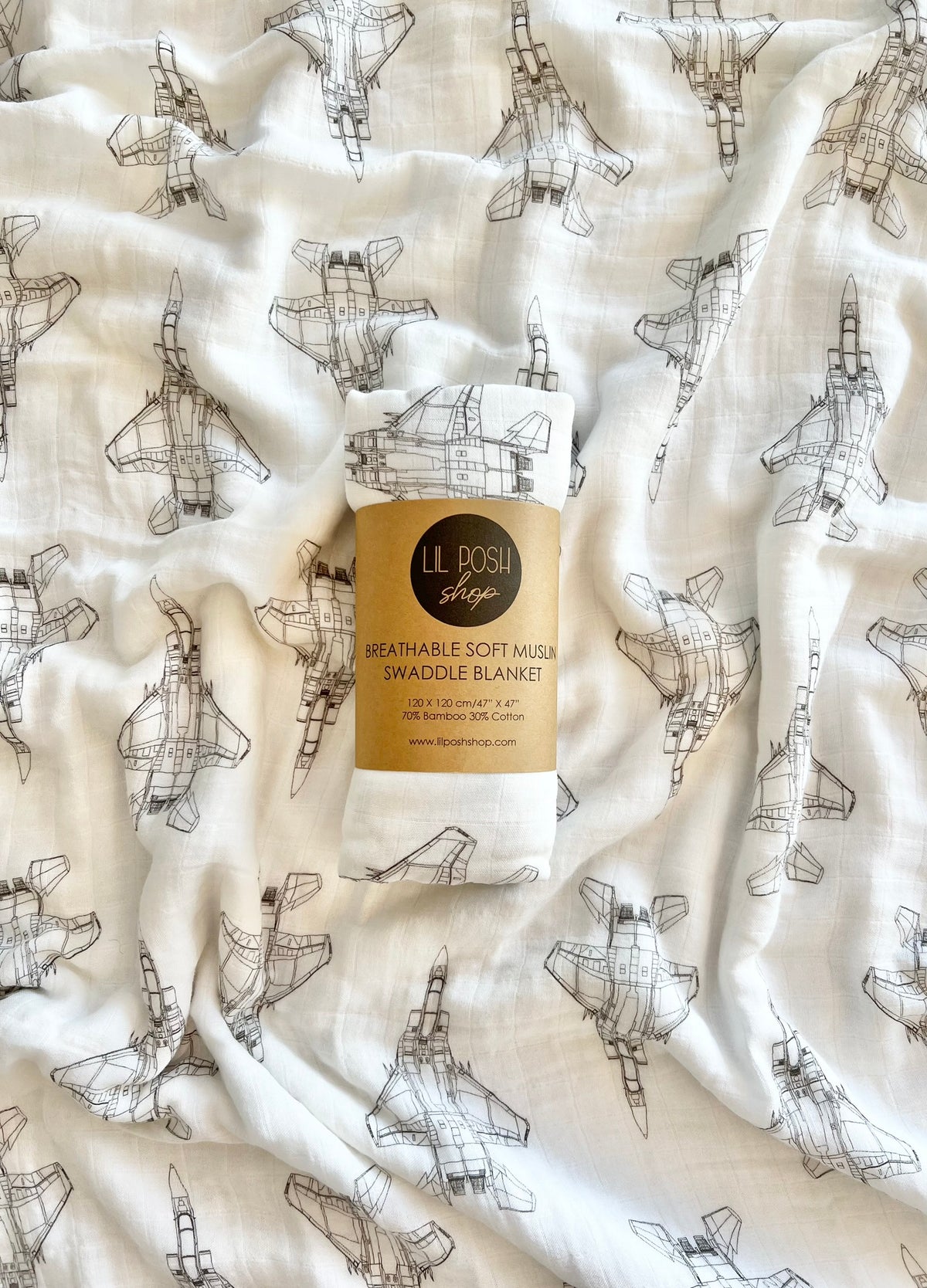 F-15E_Strike_Eagle_Blueprint_Muslin_Swaddle_blanket
