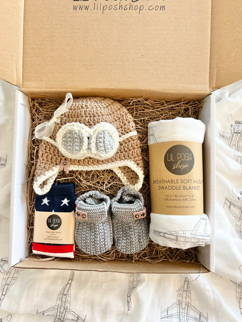 F-18E_Superhornet_Blueprint_Baby_Gift_Set-girl_grey